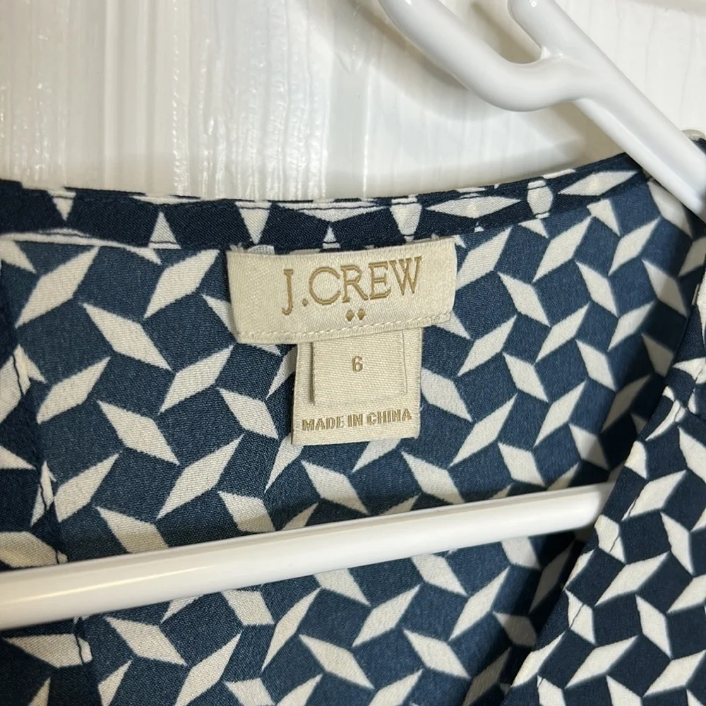 J. Crew Factory Shorts Romper Blue White Open Back Sleeveless Size 6 F0985‎